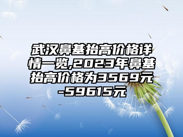 武汉鼻基抬高价格详情一览,2023年鼻基抬高价格为3569元-59615元