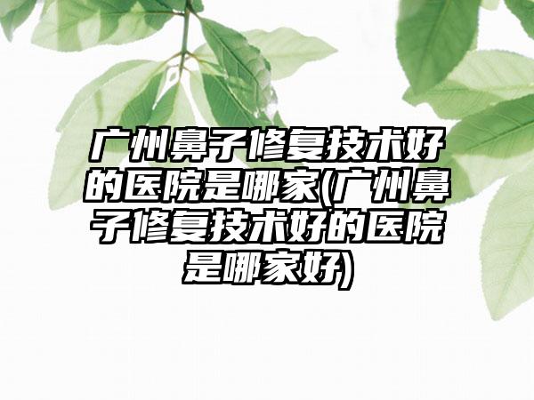 广州鼻子修复技术好的医院是哪家(广州鼻子修复技术好的医院是哪家好)