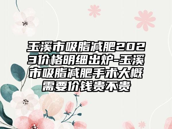 玉溪市吸脂减肥2023价格明细出炉-玉溪市吸脂减肥手术大概需要价钱贵不贵