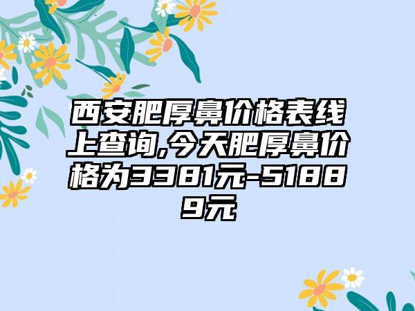 西安肥厚鼻价格表线上查询,今天肥厚鼻价格为3381元-51889元