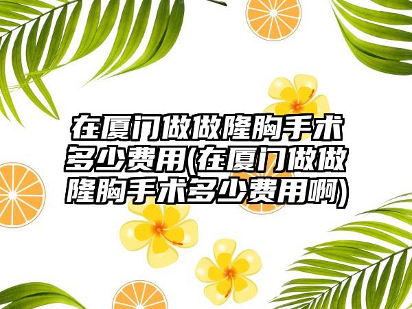 在厦门做做隆胸手术多少费用(在厦门做做隆胸手术多少费用啊)