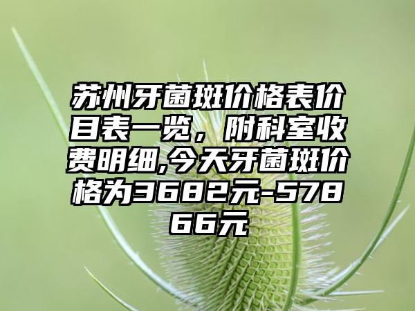 苏州牙菌斑价格表价目表一览，附科室收费明细,今天牙菌斑价格为3682元-57866元