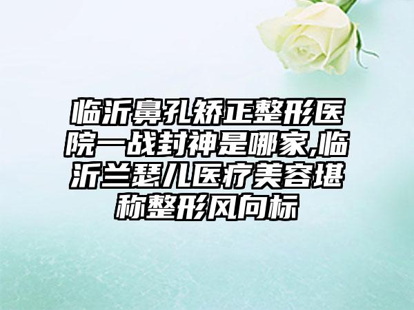 临沂鼻孔矫正整形医院一战封神是哪家,临沂兰瑟儿医疗美容堪称整形风向标