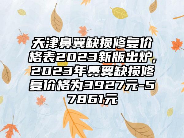 天津鼻翼缺损修复价格表2023新版出炉,2023年鼻翼缺损修复价格为3927元-57861元