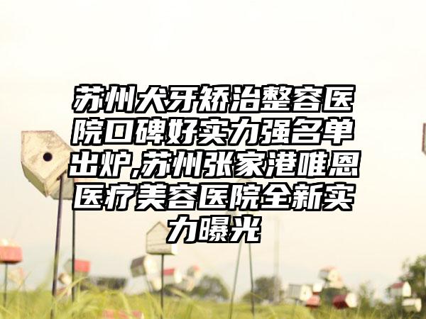 苏州犬牙矫治整容医院口碑好实力强名单出炉,苏州张家港唯恩医疗美容医院全新实力曝光