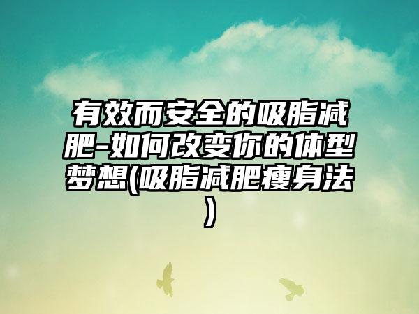 有效而安好的吸脂减肥-如何改变你的体型梦想(吸脂减肥瘦身法)