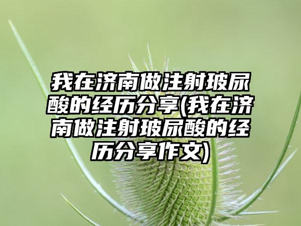 我在济南做注射玻尿酸的经历分享(我在济南做注射玻尿酸的经历分享作文)