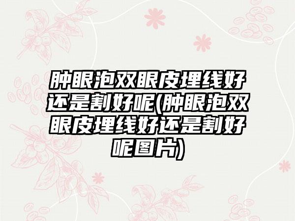 肿眼泡双眼皮埋线好还是割好呢(肿眼泡双眼皮埋线好还是割好呢图片)