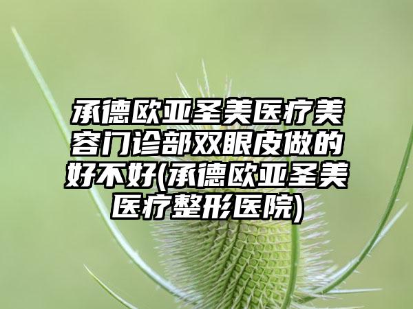 承德欧亚圣美医疗美容门诊部双眼皮做的好不好(承德欧亚圣美医疗整形医院)