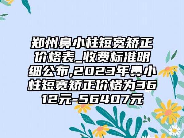 郑州鼻小柱短宽矫正价格表_收费标准明细公布,2023年鼻小柱短宽矫正价格为3612元-56407元