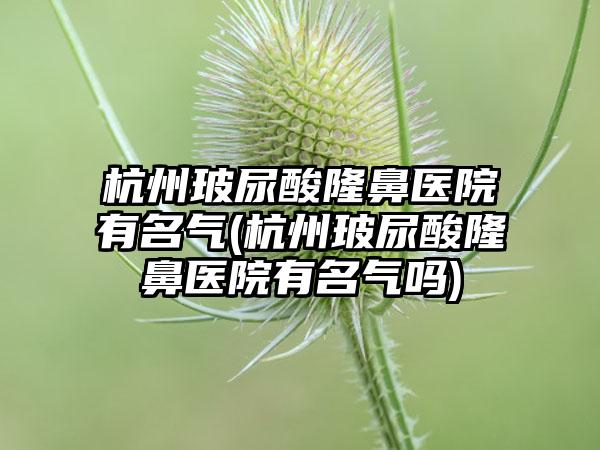 杭州玻尿酸隆鼻医院有名气(杭州玻尿酸隆鼻医院有名气吗)