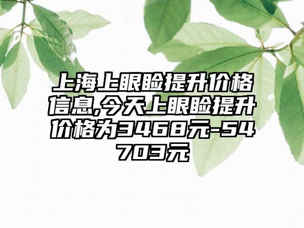 上海上眼睑提升价格信息,今天上眼睑提升价格为3468元-54703元