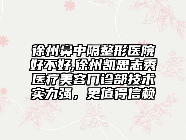 徐州鼻中隔整形医院好不好,徐州凯思志秀医疗美容门诊部技术实力强，更值得信赖