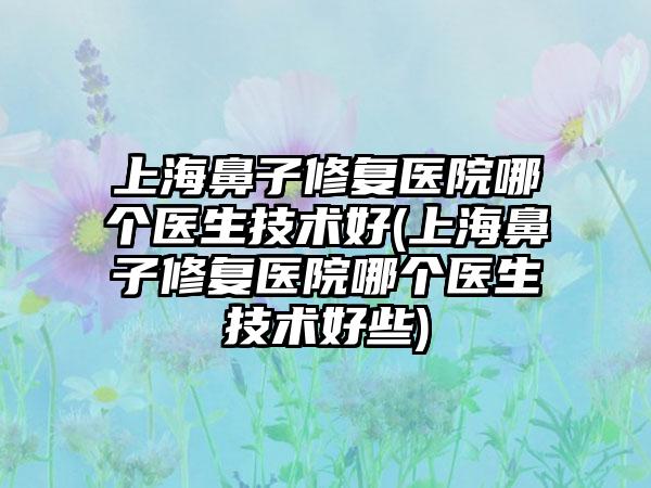 上海鼻子修复医院哪个医生技术好(上海鼻子修复医院哪个医生技术好些)