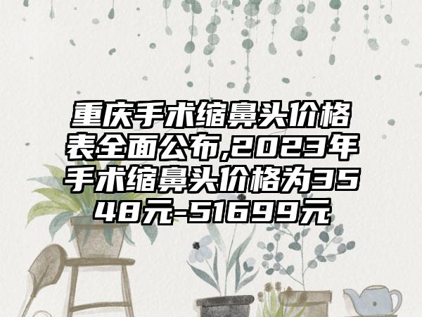 重庆手术缩鼻头价格表多面公布,2023年手术缩鼻头价格为3548元-51699元