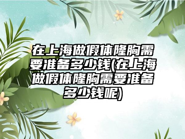 在上海做假体隆胸需要准备多少钱(在上海做假体隆胸需要准备多少钱呢)