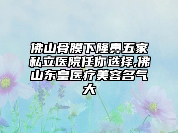 佛山骨膜下隆鼻五家私立医院任你选择,佛山东皇医疗美容名气大