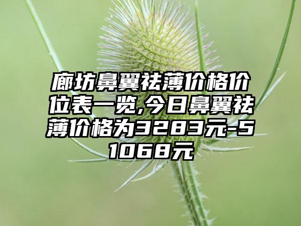 廊坊鼻翼祛薄价格价位表一览,今日鼻翼祛薄价格为3283元-51068元