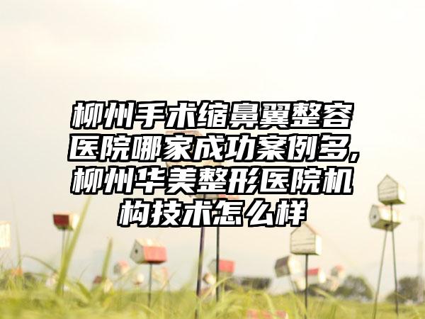 柳州手术缩鼻翼整容医院哪家成功实例多,柳州华美整形医院机构技术怎么样