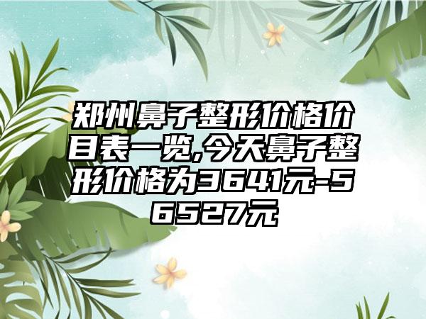 郑州鼻子整形价格价目表一览,今天鼻子整形价格为3641元-56527元