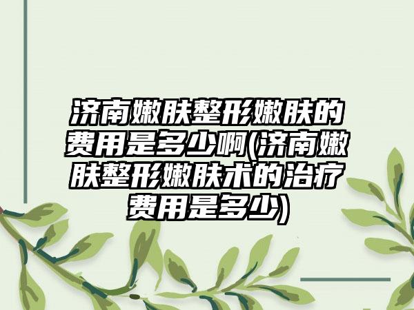 济南嫩肤整形嫩肤的费用是多少啊(济南嫩肤整形嫩肤术的治疗费用是多少)