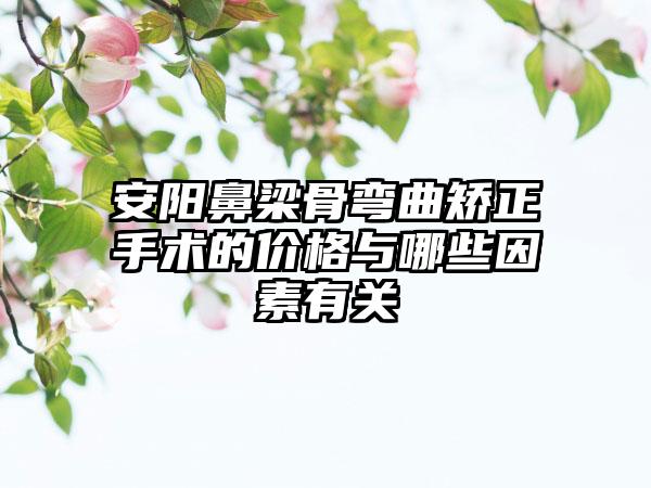 安阳鼻梁骨弯曲矫正手术的价格与哪些因素有关