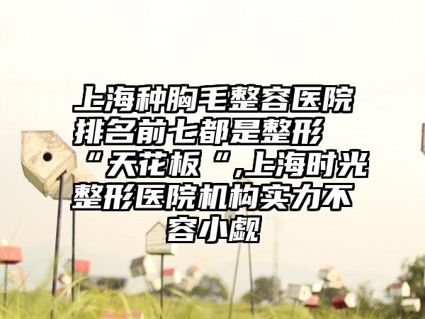 上海种胸毛整容医院排名前七都是整形“天花板“,上海时光整形医院机构实力不容小觑