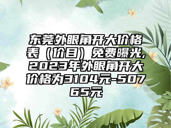 东莞外眼角开大价格表（价目）免费曝光,2023年外眼角开大价格为3104元-50765元