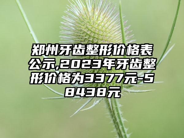 郑州牙齿整形价格表公示,2023年牙齿整形价格为3377元-58438元