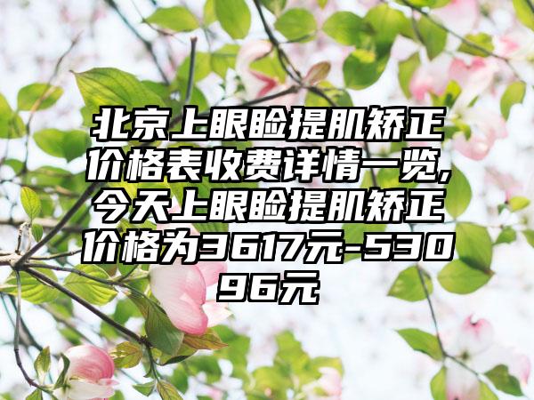 北京上眼睑提肌矫正价格表收费详情一览,今天上眼睑提肌矫正价格为3617元-53096元