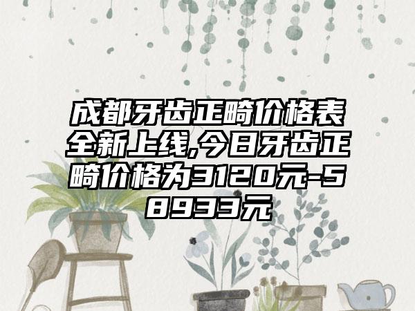 成都牙齿正畸价格表全新上线,今日牙齿正畸价格为3120元-58933元