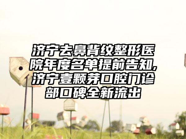 济宁去鼻背纹整形医院年度名单提前告知,济宁壹颗芽口腔门诊部口碑全新流出