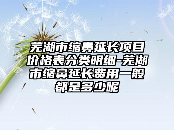 芜湖市缩鼻延长项目价格表分类明细-芜湖市缩鼻延长费用一般都是多少呢