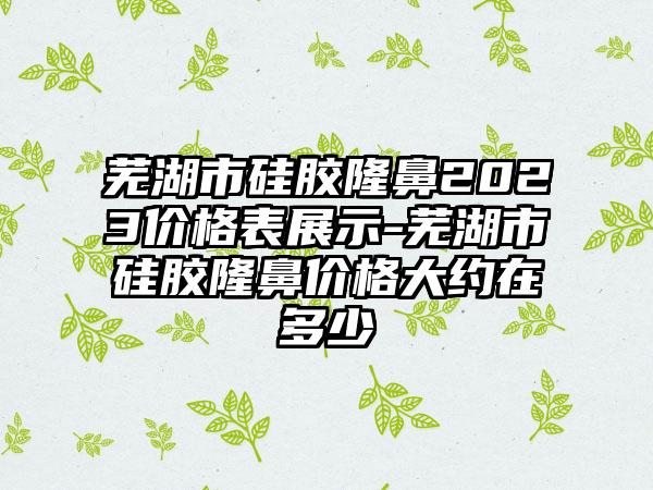 芜湖市硅胶隆鼻2023价格表展示-芜湖市硅胶隆鼻价格大约在多少