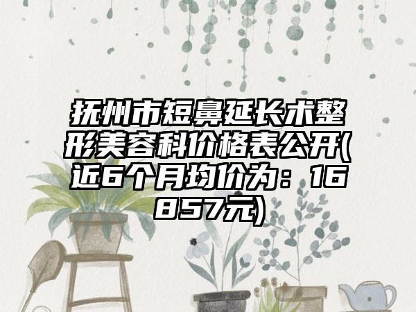 抚州市短鼻延长术整形美容科价格表公开(近6个月均价为：16857元)