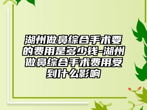 湖州做鼻综合手术要的费用是多少钱-湖州做鼻综合手术费用受到什么影响