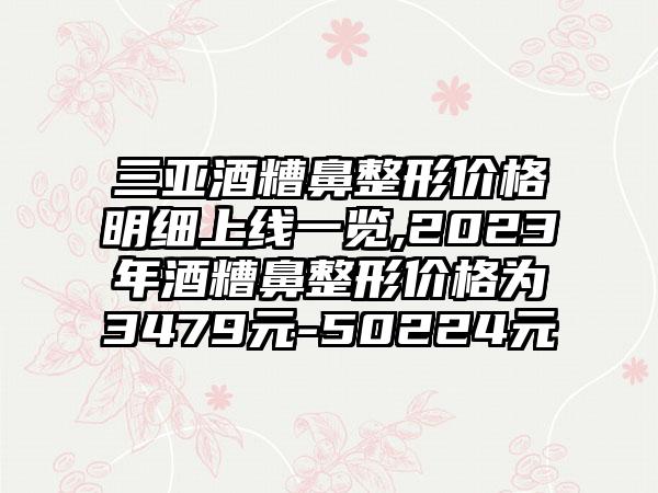 三亚酒糟鼻整形价格明细上线一览,2023年酒糟鼻整形价格为3479元-50224元