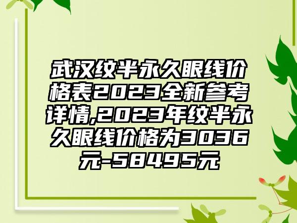 武汉纹半恒久眼线价格表2023全新参考详情,2023年纹半恒久眼线价格为3036元-58495元