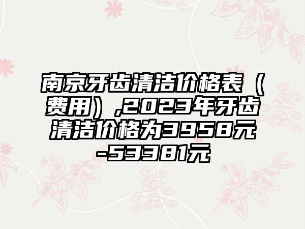 南京牙齿清洁价格表（费用）,2023年牙齿清洁价格为3958元-53381元