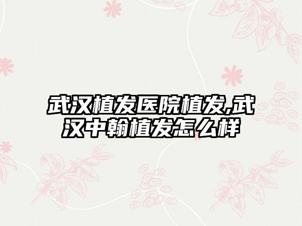 武汉植发医院植发,武汉中翰植发怎么样