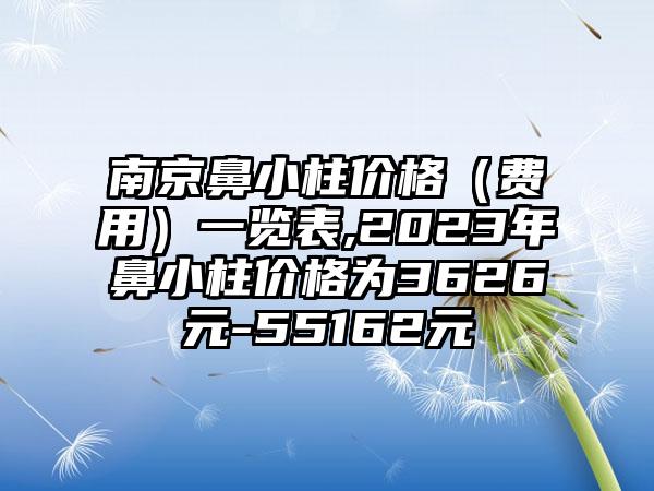 南京鼻小柱价格（费用）一览表,2023年鼻小柱价格为3626元-55162元