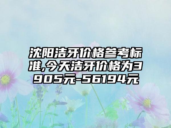 沈阳洁牙价格参考标准,今天洁牙价格为3905元-56194元