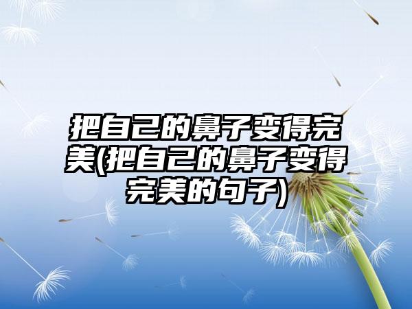 把自己的鼻子变得理想(把自己的鼻子变得理想的句子)