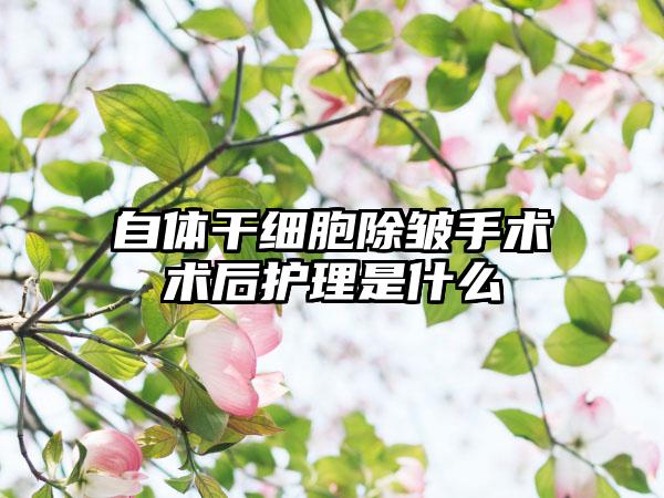 自体干细胞除皱手术术后护理是什么