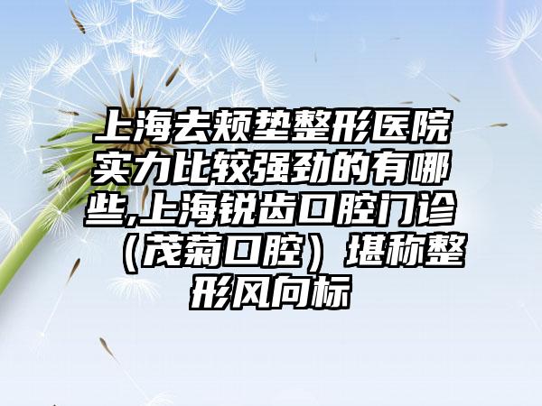 上海去颊垫整形医院实力比较强劲的有哪些,上海锐齿口腔门诊（茂菊口腔）堪称整形风向标