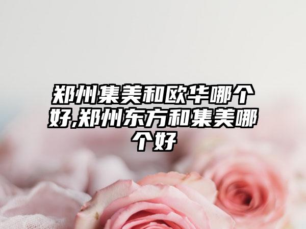 郑州集美和欧华哪个好,郑州东方和集美哪个好