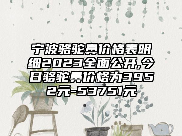 宁波骆驼鼻价格表明细2023多面公开,今日骆驼鼻价格为3952元-53751元