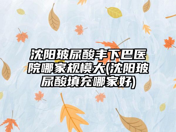 沈阳玻尿酸丰下巴医院哪家规模大(沈阳玻尿酸填充哪家好)