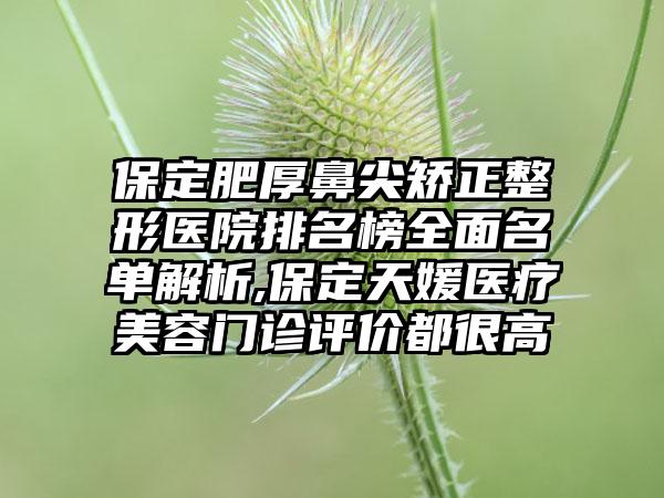 保定肥厚鼻尖矫正整形医院排名榜多面名单解析,保定天媛医疗美容门诊评价都很高