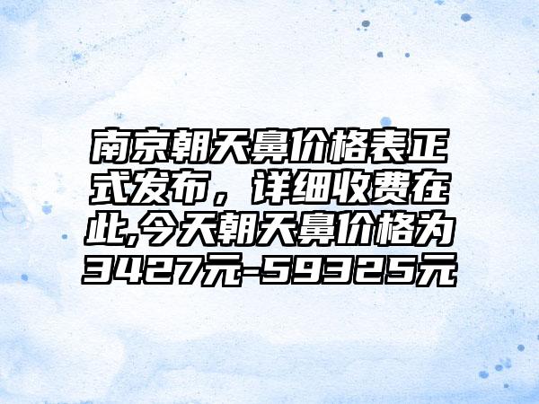 南京朝天鼻价格表正式发布，详细收费在此,今天朝天鼻价格为3427元-59325元